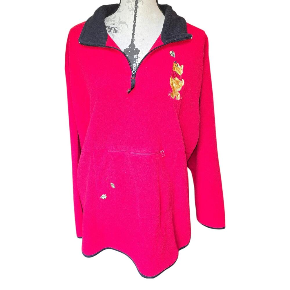 Vintage Grandmacore Y2k Winnie Pooh Fall Fleece Quarter Zip Red Womens Size 3XL